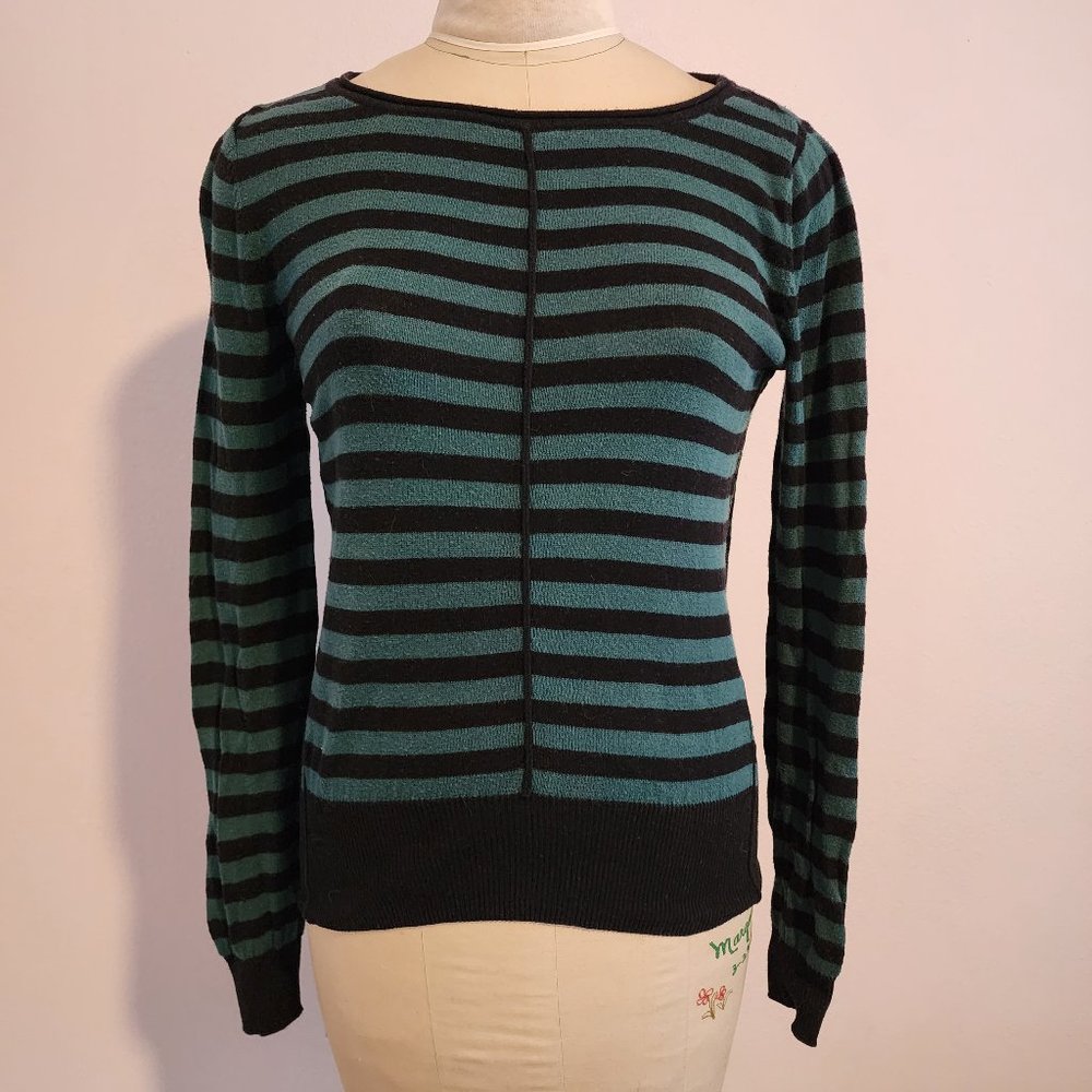 Divided by H&M black and blue striped cotton sweater, women's size 8
